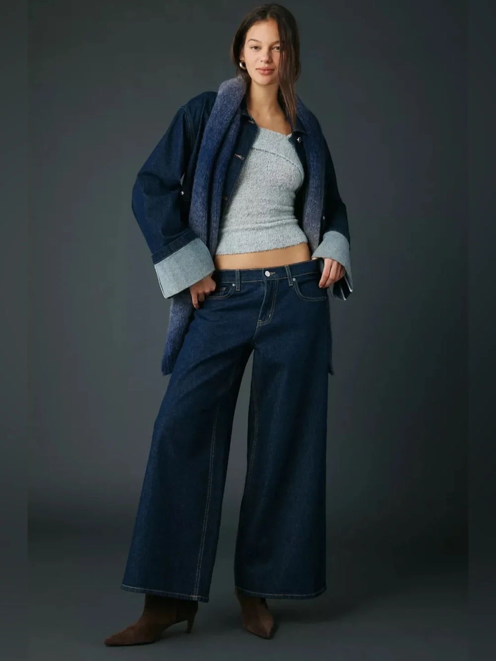 Urban Outfitters | Kimchi Blue Andie Foldover Off-The-Shoulder Sweater Grey Gray